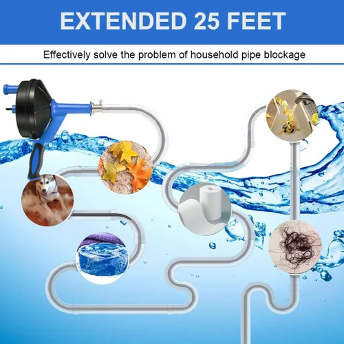 Vista 7 de Sinfín de drenaje, removedor de obstrucciones con adaptador de taladro, 25 pies flexible de plomería de serpiente de uso manual o alimentado