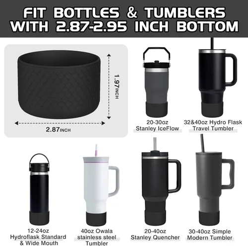 Vista 2 de WUQID Heart Shaped Texture Silicone Boot Compatible with Stanle Quencher H2.0 & IceFlow Flip 20oz 30oz 40oz and Hydro Sport Flask 12-24oz, Anti-Slip