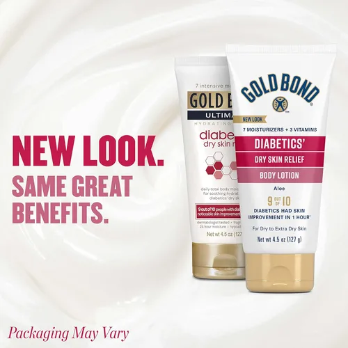 Vista 2 de Loción corporal Gold Bond para alivio de la piel seca de diabéticos, 4.5 oz., con aloe para hidratar y calmar