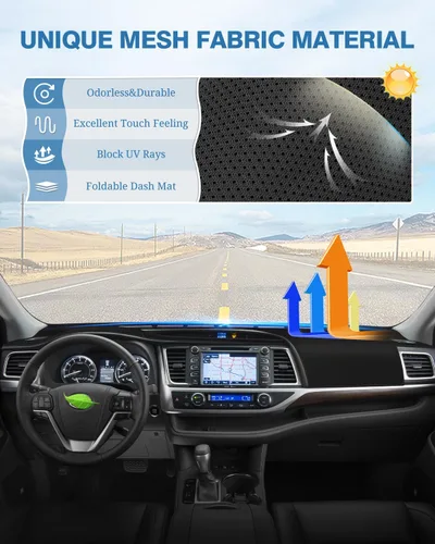 Vista 214 de FIILINES - Cubierta para tablero, accesorio para tablero de malla antideslizante, parasol sin reflejos y protector compatible con Toyota Tundra