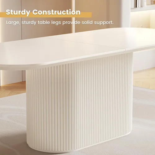 Vista 4 de Mesa de comedor ovalada de 86 pulgadas con 8 sillas, juego de mesa de cocina moderno, mesa de comedor rectangular de lujo, mesa de comedor