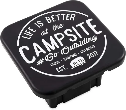 Camco Life is Better at The Campsite - Cubierta para receptor de enganche | Protege tu receptor de enganche de remolque de residuos, suciedad, agua