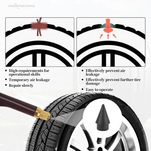 Vista 4 de Kit de tapones de neumáticos de hongo, 90 pines permanentes de reparación de neumáticos y herramientas para neumáticos sin cámara, fijación
