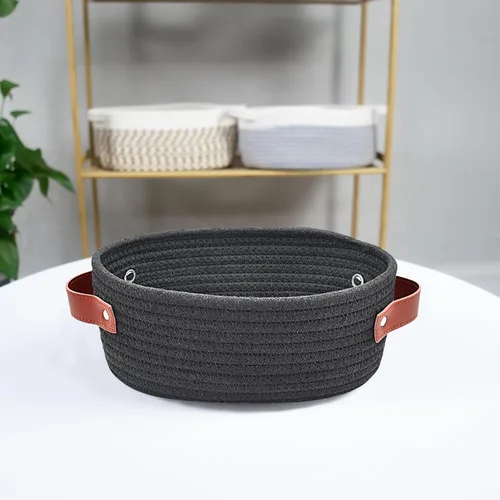 Vista 6 de ABenkle Cesta tejida pequeña, mini cesta de almacenamiento de cuerda de algodón, pequeña canasta de Pascua, cesta de estante, canasta decorativa