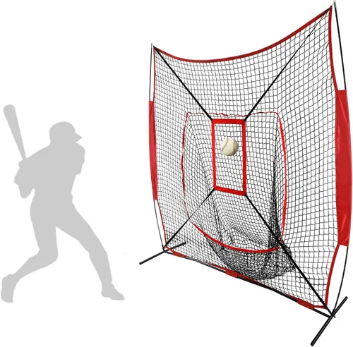 Vista 7 de JupiterForce Redes de entrenamiento de práctica de béisbol y sóftbol de 7 x 7 pies con zona de ataque, lanzamiento de bateo portátil, red