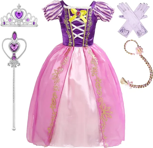 BanKids Princess Dress up Fairy Tales Costume Cosplay Party with Long Hair Accessories for Toddler Girls 3-12 Years