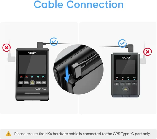 Vista 5 de Cable de conexión directa VIOFO HK4 Acc, Cable USB-C de conexión directa para serie A329/serie A229/A119Mini2/A139Pro/WM1/T130 Dash Cam, Protección