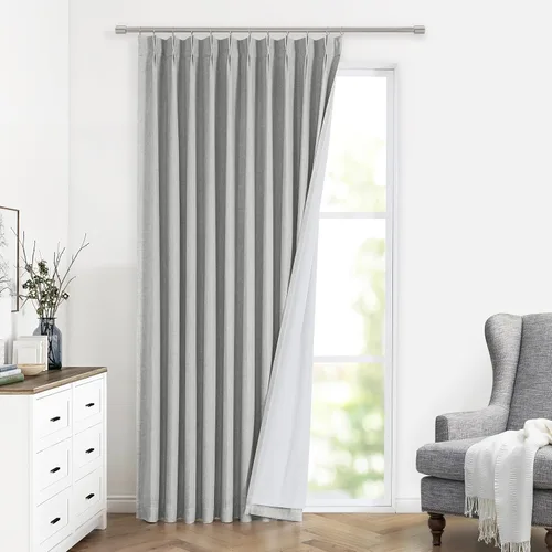 Vista 42 de Vision Home Cortinas marrones con pliegues pinzados, opacas completas, cortinas de ventana de lino mezclado para oscurecer la habitación, cortinas