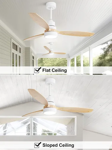 Vista 2 de Sofucor Ventilador de techo de 52 pulgadas con control remoto de luces, 3 postes para ventilador de techo interior y exterior con control remoto