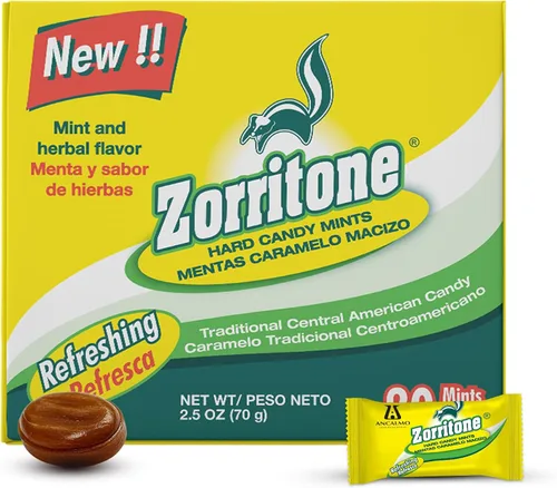 Vista 2 de Zorritone Mentas de caramelo, Sabor a menta y hierbas, 20 pastillas por caja, 3 Cajas