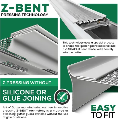 Vista 2 de DIY 5" Protección de hojas Muestra Malla de acero inoxidable Cubiertas de canalón de aluminio con acabado de fábrica Grado profesional Protector