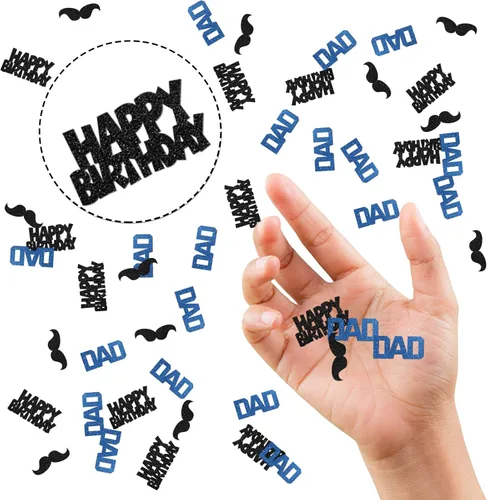 Vista 3 de Confeti con purpurina de feliz cumpleaños para papá, confeti de mesa de cumpleaños para papá, dispersión de papel para papá, confeti de mesa