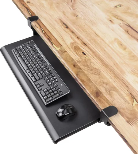 Vista 8 de EHO Bandeja de teclado con abrazadera de escritorio Prime, cajón retráctil deslizante debajo del escritorio, plataforma ergonómica que ahorra