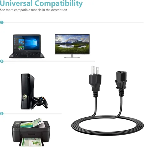 Vista 3 de AC Power Cord Cable Replacement for Nesco Electric Pressure Cooker PC6-25 3-Prong Wire