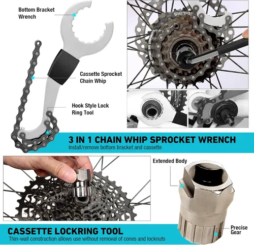 Vista 7 de DURATECH Kit de herramientas de bicicleta de 31 piezas, kit completo de reparación de bicicletas con caja de almacenamiento, herramientas