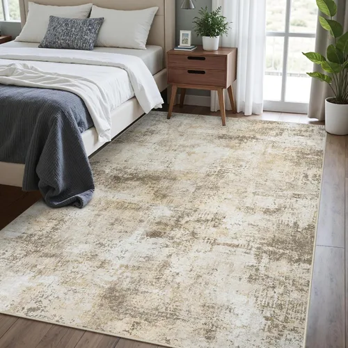 Vista 2 de Alfombra de área para sala de estar: alfombra lavable de 5 x 7 pies con respaldo antideslizante, sin desprendimiento, resistente a manchas