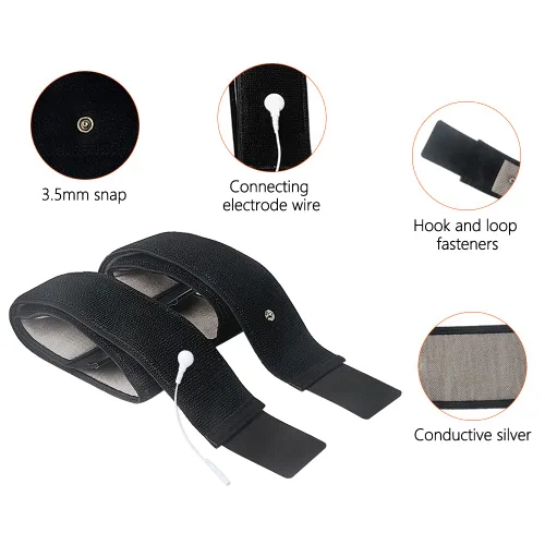 Vista 4 de Electrodos de rodillera con rodilleras conductoras de plata de electrodo de fibra plateada compatibles con TENS/EMS