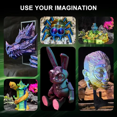 Vista 21 de ERYONE Filamento de ácido poliláctico (PLA) de seda para impresora 3D, de 1.75 mm +/- 0.03 mm, carrete de 1 kg (2.2 libras), verde esmeralda seda