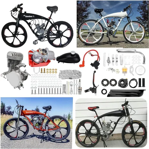Vista 3 de RibasuBB 100cc Bicycle Engine Kit,2 Stroke Cycle Bicycle Gas Motorized Gasoline Engine Motor Kit,Full Set Energy Saving Bike Engine Kit for 26" 28