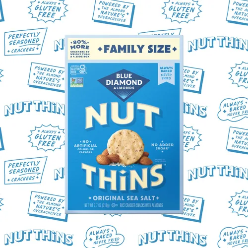 Vista 7 de Blue Diamond Almonds Nut-Thins Galletas Crujientes Sin Gluten, Original, Tamaño Familiar, 7.7 oz (Paquete de 6)