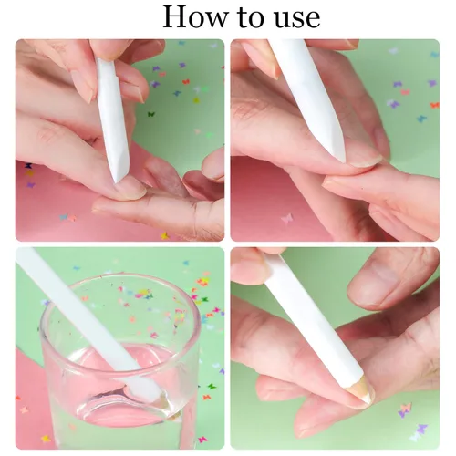 Vista 3 de Maitys 1 lápiz de blanqueamiento de uñas 2 en 1, lápiz de uñas blanco, diseño de manicura con empujador de cutículas