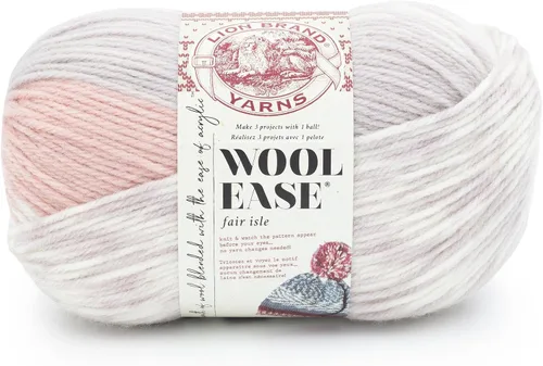 Vista 20 de Lion Brand Yarn - Ovillo de lana Wool Ease Fair Isle, hilo para tejer, color beige/oliva, 1 unidad