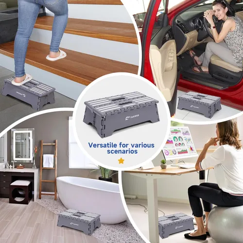Vista 3 de Fanwer Taburete plegable portátil de 5 pulgadas, seguro y estable, taburete plegable para automóvil, baño, dormitorio, taburetes para ancianos
