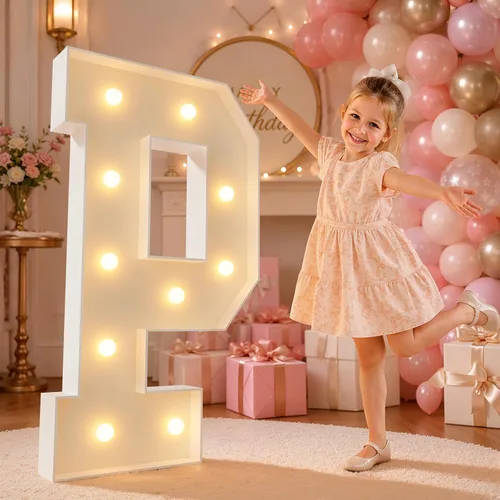 Vista 61 de imprsv Letras iluminadas grandes de 3 pies, letras iluminadas de marquesina para fiesta de cumpleaños (3 pies, letra y )