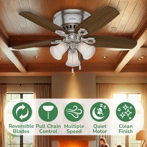 Vista 3 de Hunter - Ventilador de techo para interiores de 42 pulgadas con luces LED - Ventilador de techo con cadena de tracción, para dormitorio, sala