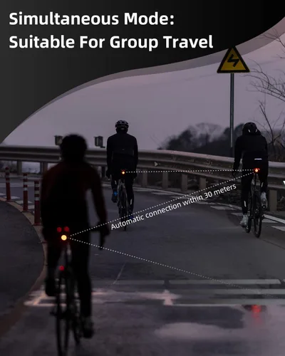 Vista 3 de ROCKBROS Luz trasera para bicicleta, luz trasera inteligente con detección de freno, luces LED para bicicleta, tipo C USB recargable, IPX6