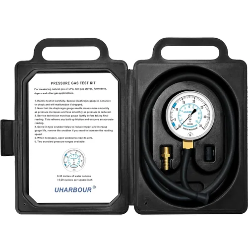 Manómetro de presión de gas, manómetro LP medidor de presión de gas de 0-35 pulgadas WC, accesorio NPT de 1/8 pulgadas con conexión de púas,