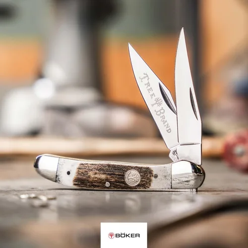 Vista 2 de Boker Copperhead - Cuchillo de bolsillo de 3.75 pulgadas, ciervo auténtico, serie tradicional 2.0, fabricado en Alemania