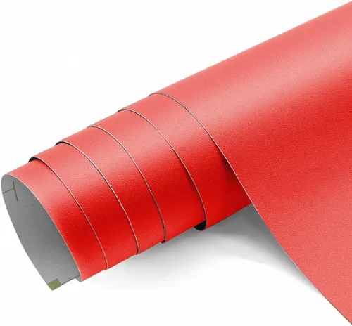Seonta 16"x78.7" Papel pintado rojo, autoadhesivo, fácil de instalar (solo despegar y pegar), decorativo, película de vinilo gruesa, impermeable,