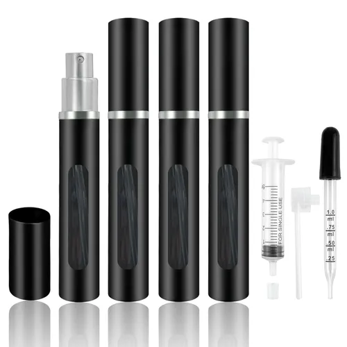 Vista 14 de Paquete de 2 mini botellas atomizadoras de perfume recargables, botellas separadas portátiles, cajas dispensadoras de spray para viajes y salidas