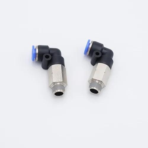 Vista 30 de Accesorio de Conexión por Empuje 1/2" Tubo OD x 1/2" Rosca Macho NPT, Codo Neumático Macho para Línea de Aire y Agua de 90 Grados con Giratorio