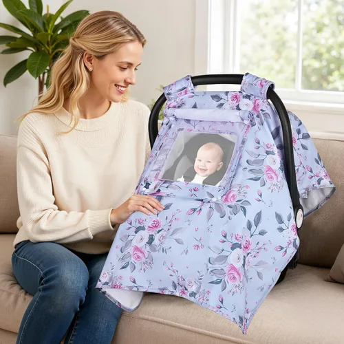 Vista 4 de Funda para Asiento de Coche para Bebé, Fundas para Asiento de Coche para Bebé con 2 Capas, Ventanas Transpirables, Funda para Asiento de Coche