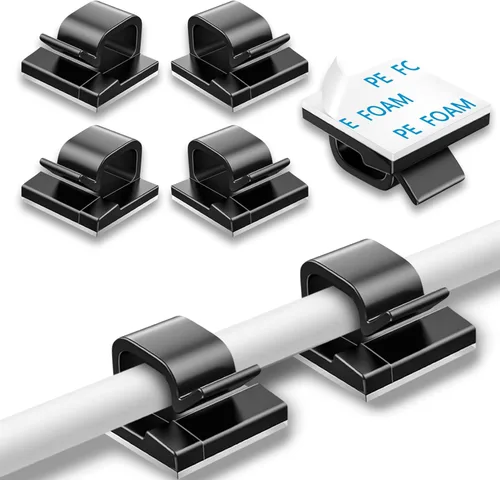 Vista 11 de 65 piezas de clips para cables, organizador de cables adhesivo, soporte de cable, clip de alambre, gestión de cables, ganchos autoadhesivos, soporte