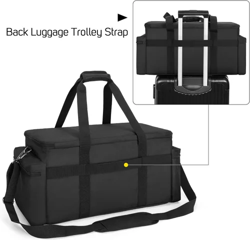 Vista 4 de LoDrid Bolsa de concierto con base acolchada desmontable y divisores, bolsa de alambre para DJ para laptop de 14 pulgadas, equipo de sonido,