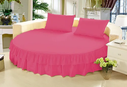 Vista 18 de Falda de cama – 1 pieza sólida de 12 pulgadas a medida con doble volante, para cama redonda, algodón puro de 800 hilos