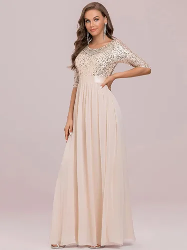 Vista 3 de Ever-Pretty 0683 - Vestido largo de noche con lentejuelas y cuello redondo para mujer