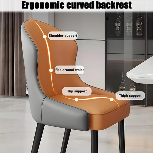 Vista 4 de YVYKFZD Leather Dining Chairs, Dining Room Chairs Set of 2/4, Kitchen Chair with Metal Leg and Backrest, Upholstered Comfy Side Chair, for Bedroom