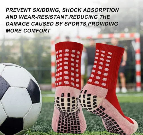 Vista 5 de Grip Socks with Leg Sleeves and Shin Guard Straps Anti Slip Non-Skid Durable & Comfy Soccer Socks for Training & Matches