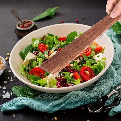 Vista 5 de 4 espátulas de madera, juego de espátulas antiadherentes de madera Nanmu resistentes al calor, cucharas de cocina de madera colgables, agarre cómodo