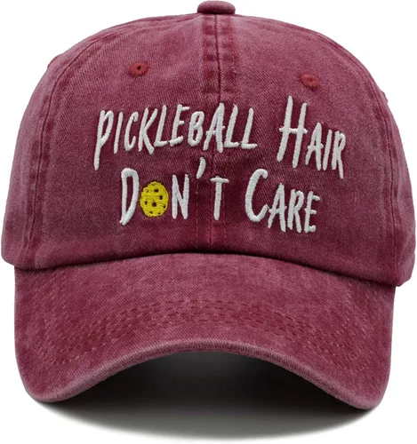 NVJUI JUFOPL Gorra de béisbol bordada para el pelo de Pickleball Don't Care, regalos de pickleball para hombres y mujeres, Rojo -