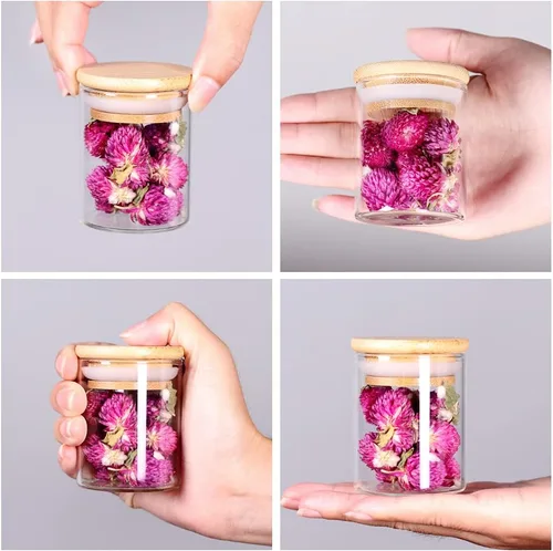 Vista 3 de SAIOOL 20 Pack - 2.5 FL OZ (73ml) Mini Spice Jars with Wood Lid, Easy to Clean-BPA Free & Dishwasher Safe -Try filling with Spices, Herbs,Beans