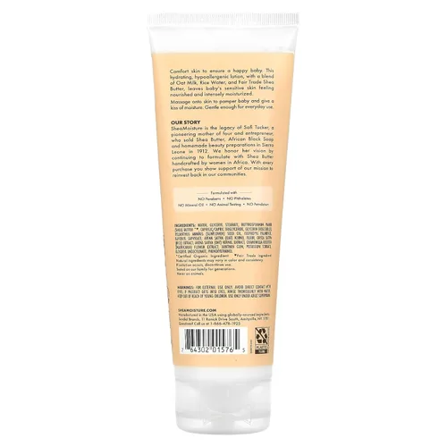 Vista 2 de Shea Moisture Loción extra reconfortante para bebés, leche de avena y agua de arroz, 8 onzas líquidas