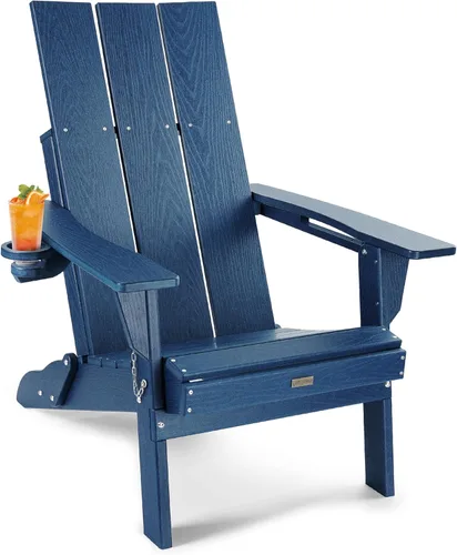 Vista 22 de Silla Adirondack con portavasos: sillas plegables Adirondack Juego de 2 muebles de plástico HDPE de material - sillas modernas compuestas plegables