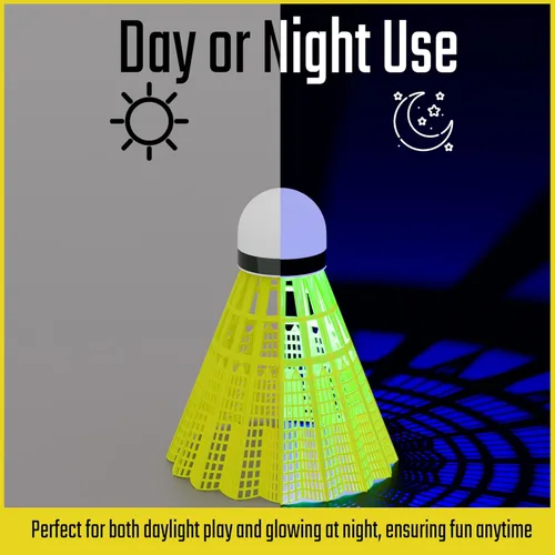 Vista 6 de EAGLES Glow in The Dark Badminton Shuttlecocks - 5, 10 or 11 Pack Lighting Birdies, Nylon LED or 360° Glow Birdie Balls for Badminton Set Plastic