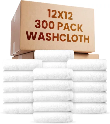 Paquete de 300 paños económicos a granel (12 x 12) – Paños blancos a granel – Trapos de limpieza comercial de mezcla de algodón – Toallas