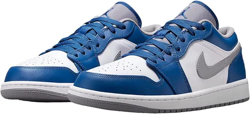 Vista 4 de Nike Big Kids Jordan 1 Low True BlueCement Grey-White (553560 412) - 4, Azul verdaderoCemento Gris-blanco